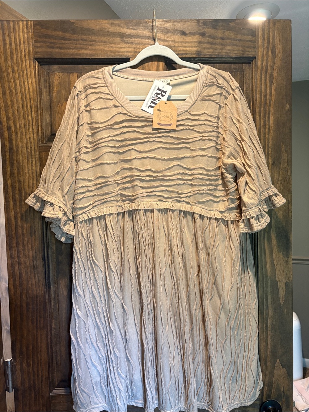 Kori Beige Ruffled Mini Dress